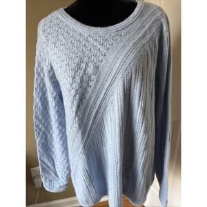Soft Surroundings Charlotte 100% Cashmere Sweater Womens Size L Light Blue New